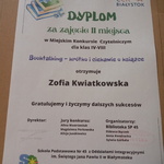 Dyplom z konkursu Booktalking Zosi Kwiatkowskiej z klasy 6 b.jpg