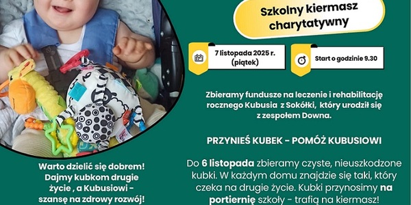 Plakat zielony -Kubeczek dla Kubusia - kiermasz.jpg