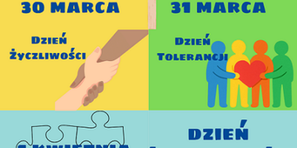 Plakat z kolorową grafiką informujący o tematycznych dniach