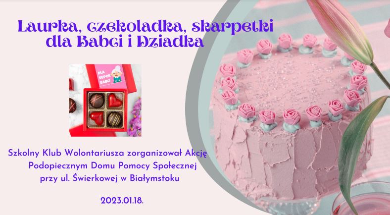 Plakat z tortem i czekoladkami