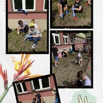 Kolaż zdjęć dzieci sadzących  rośliny w przyszkonym ogródku..jpeg